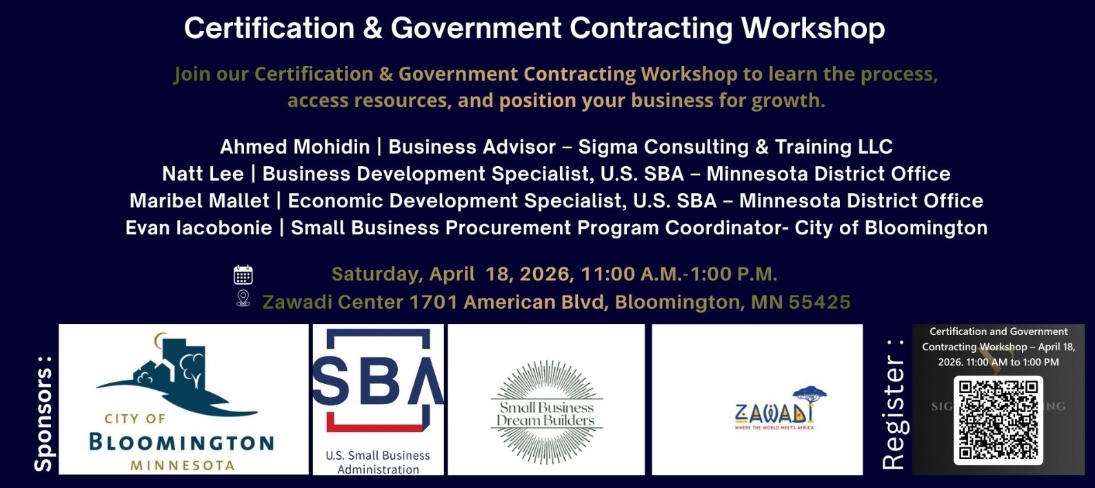 Certification and Government Contracting Workshop poster